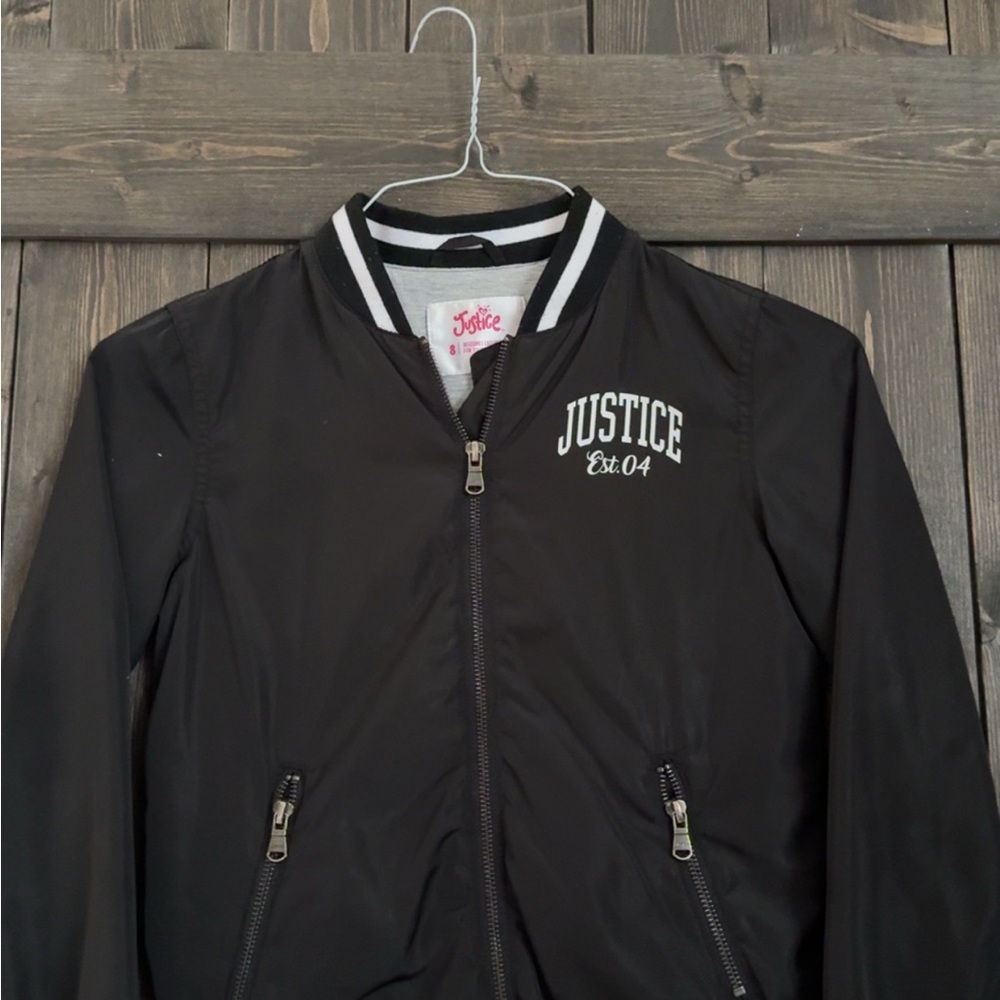 Justice Black varsity style Jacket for girls